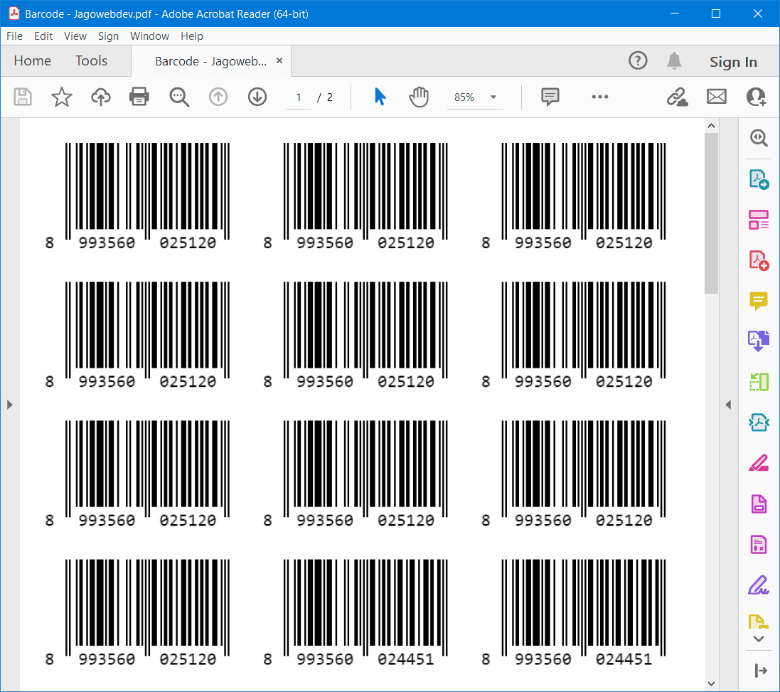 Ekspor Barcode ke Format PDF - Software Kasir Toko